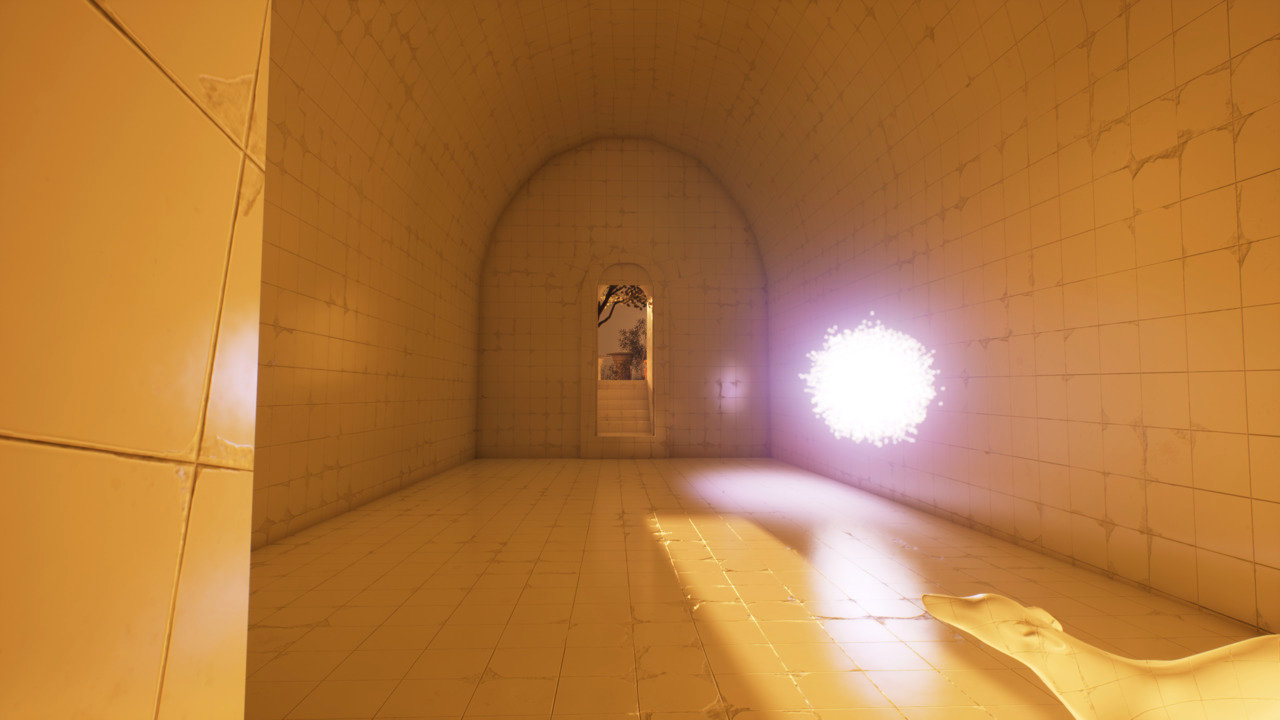 Futuristic 3D environment created in Unreal Engine 5 with windows and dynamic lighting