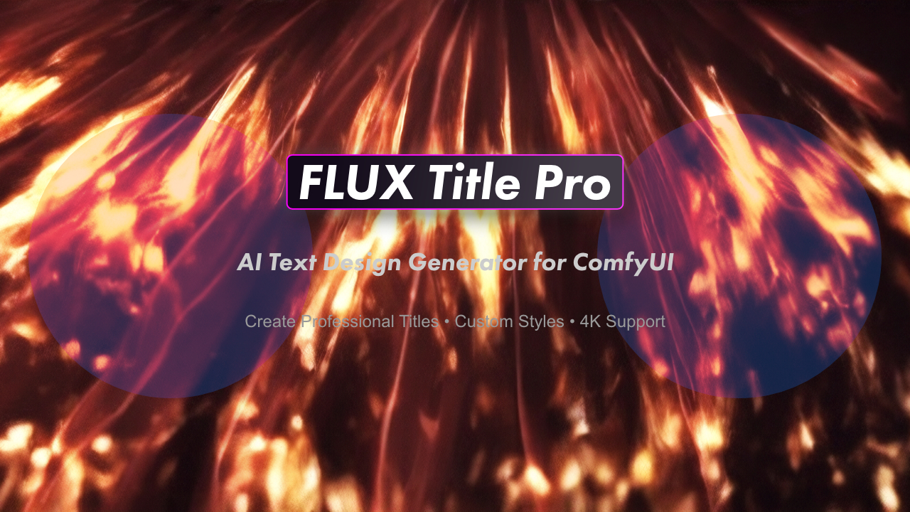 A stylized title screen effect featuring illuminated text against a dynamic background with radial light streaks. The text 'FluxTitle Pro' appears to float in 3D space with warm orange and gold lighting effects creating depth and atmosphere. The overall aesthetic suggests professional motion graphics and high-end visual effects.