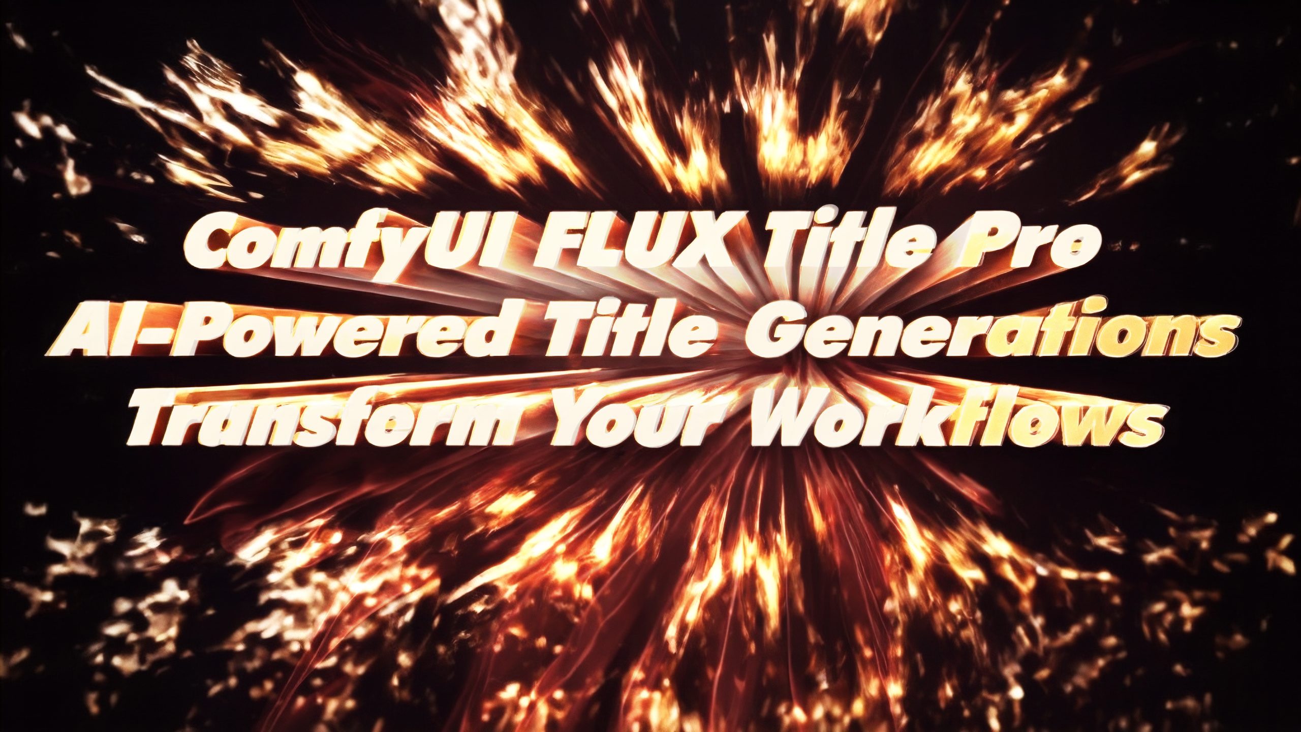 A stylized title screen effect featuring illuminated text against a dynamic background with radial light streaks. The text 'FluxTitle Pro' appears to float in 3D space with warm orange and gold lighting effects creating depth and atmosphere. The overall aesthetic suggests professional motion graphics and high-end visual effects.